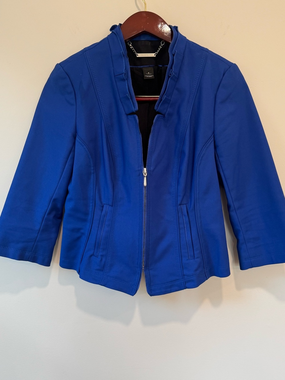 White House Black Market Cobalt Blue Zip Moto Jacket | Size 4